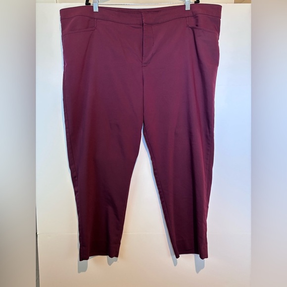 Chaps Women’s Plus Size 24W Burgundy Stretch Ankle Pants - Picture 1 of 9